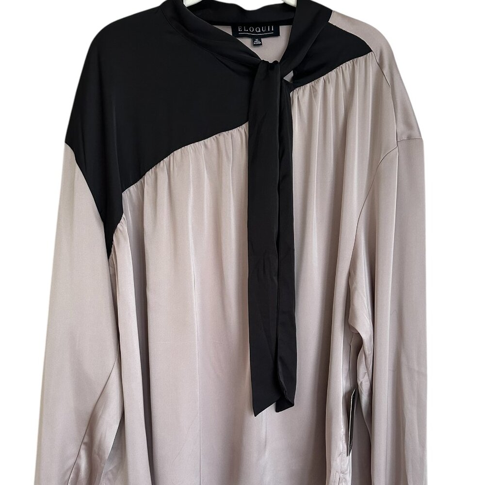 Eloquii blush and black colorblock tie blouse NWT Sz20